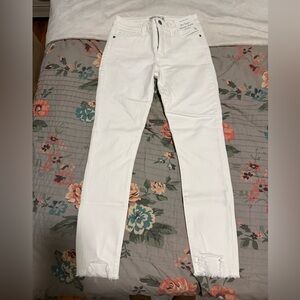 White American Eagle Women's Jeans with Distressed Ankle